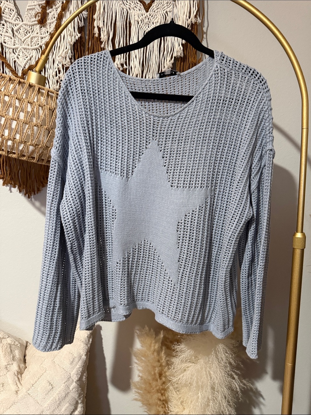 Miracle Light Blue Knit Star Sweater